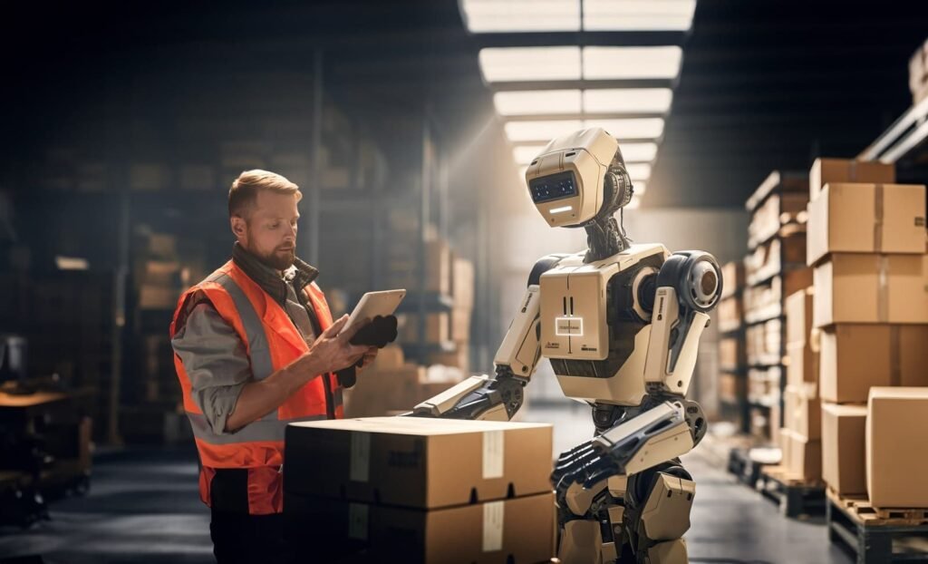 Image shows a robot had replaced workers.