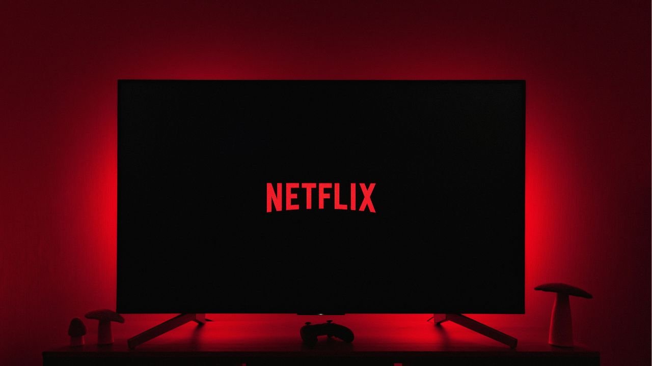 TV screen displaying Netflix logo as Squid Game trends again in India in 2025
