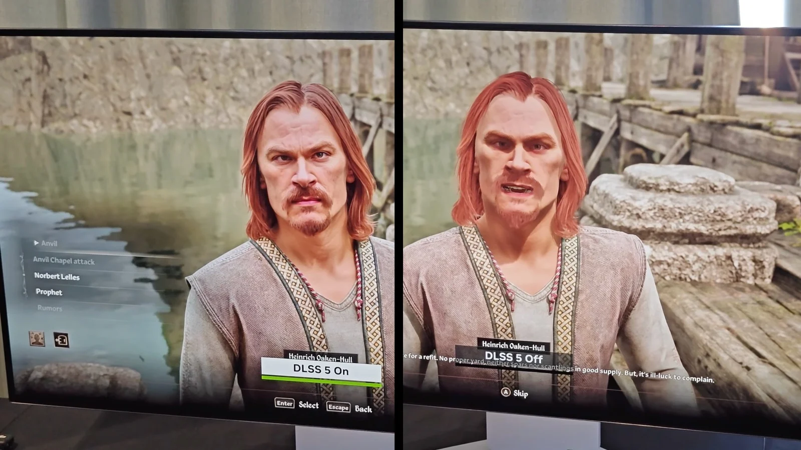 Heinrich Oaken-Hull, an asset used to demonstrate how the "neural rendering" of DLSS 5 can add photorealistic effects and lighting to game characters.