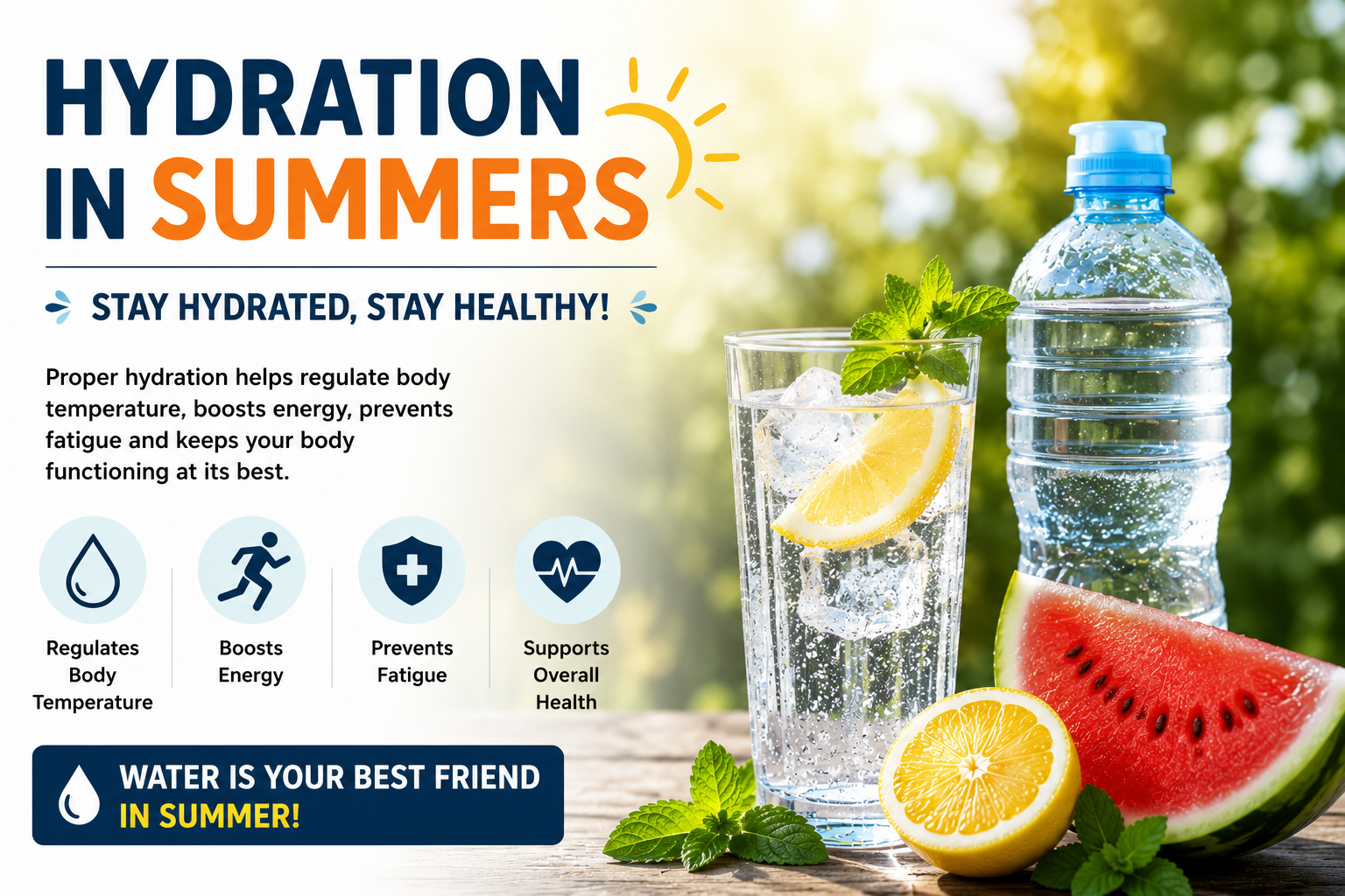 image represents hydration in summers