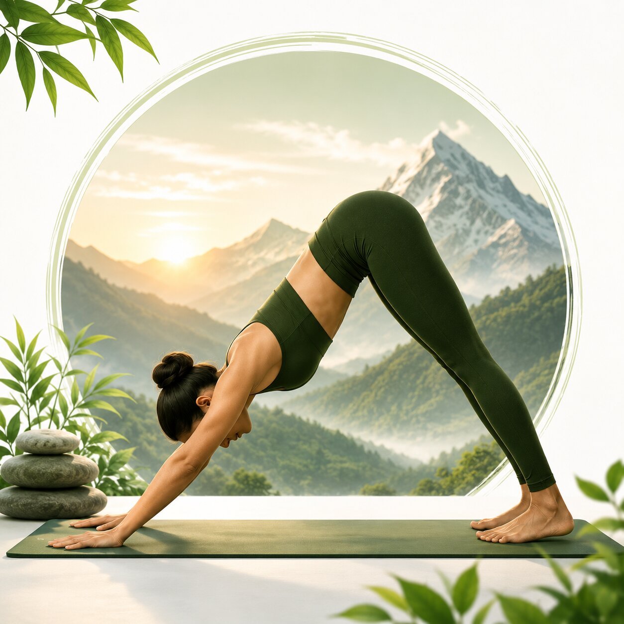 Parvatasana, or Mountain Pose, is a traditional yoga posture. The word comes from Sanskrit, where Parvata means "mountain" and Asana means "pose". It represents strength and stability.