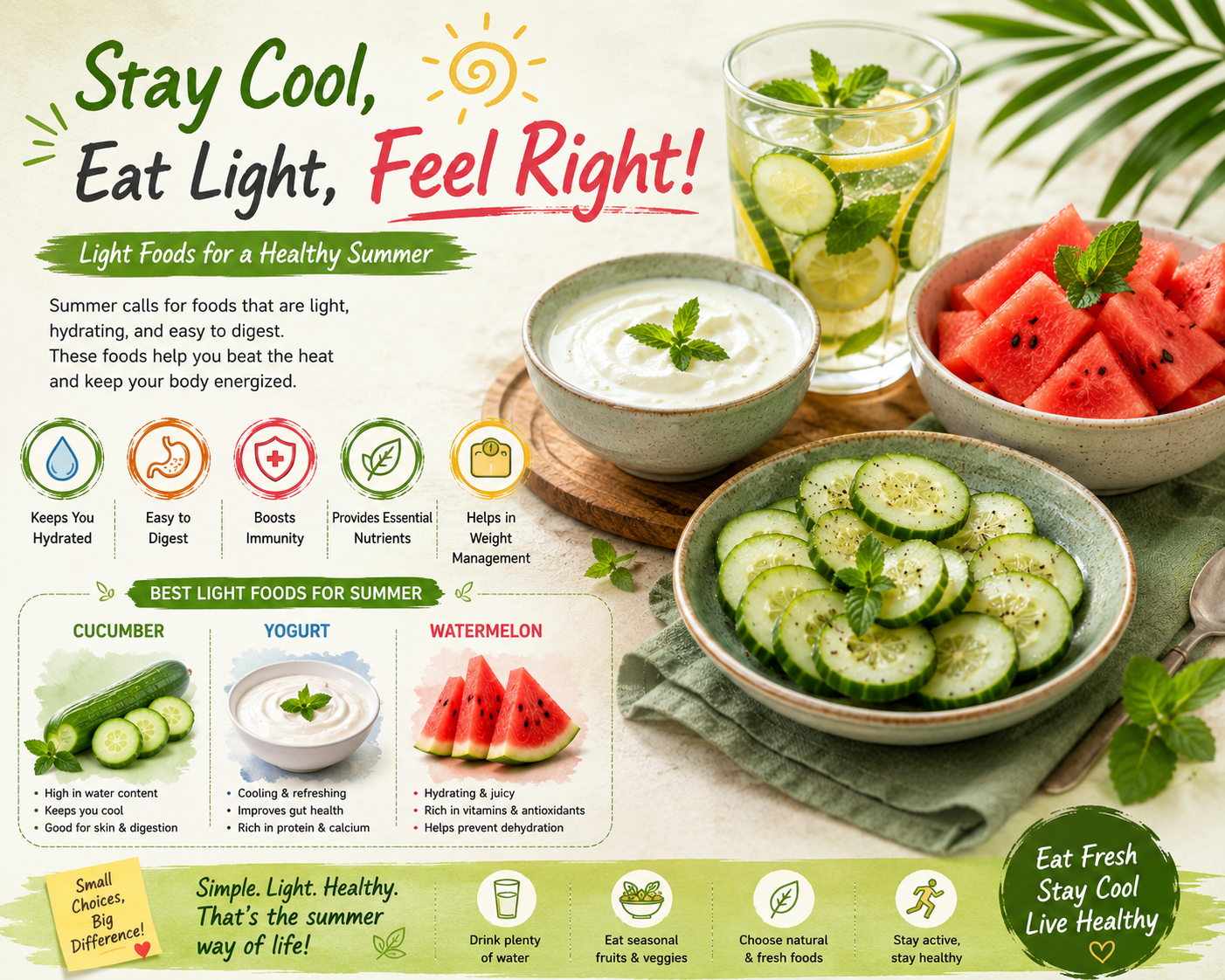 image represents hydrating foods in summers