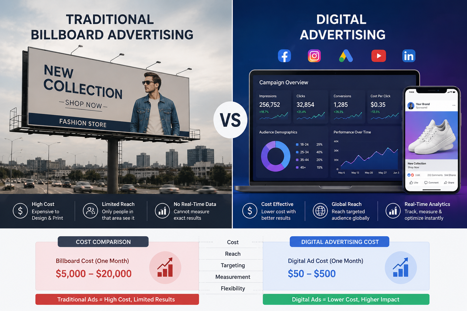 Traditional vs digital advertising 