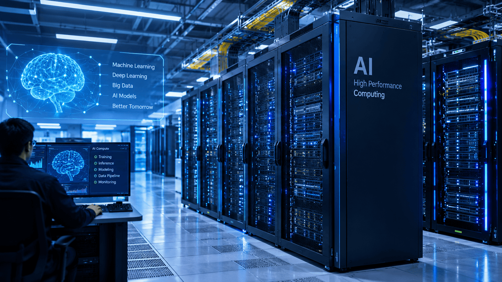 AI computing infrastructure inside a data centre.
