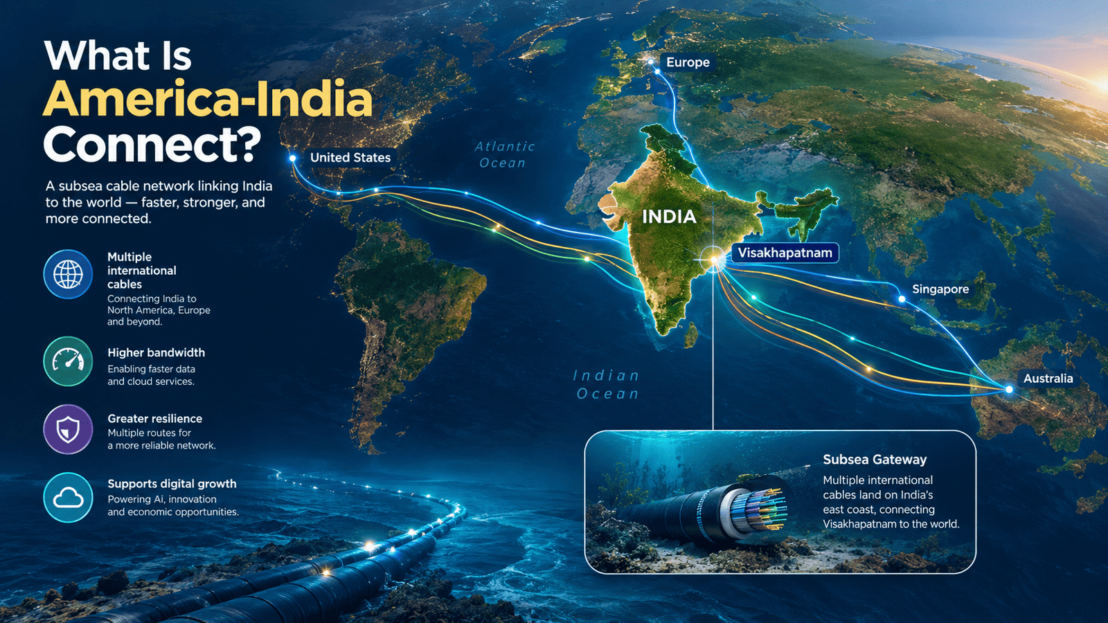 Subsea cable connectivity through Visakhapatnam India